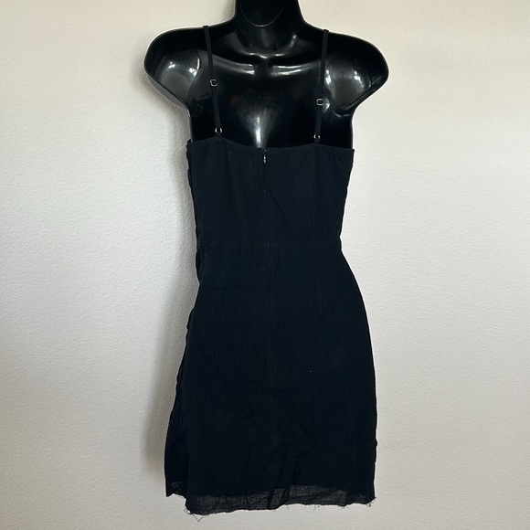 Princess Polly Forest Hunt Black Square Neck Tie Wrap Skirt Mini Dress - Picture 10 of 13